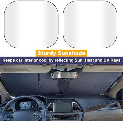 EcoNour 2-Piece Foldable Car Front Window Sun Shade, UV & Heat Protection - Image 2