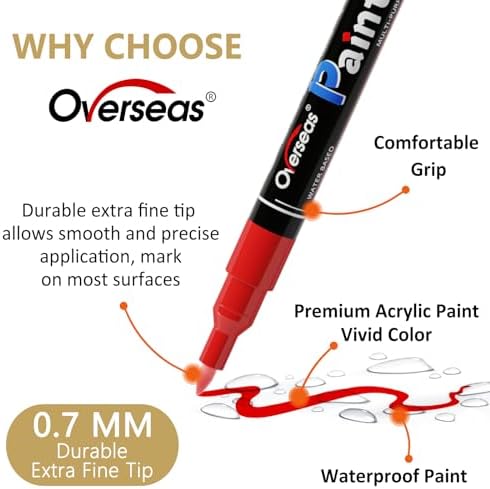 Overseas 2 Pack White Acrylic Paint Pens Paint Markers Extra Fine Tip - Image 2