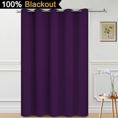 Yakamok Purple 100% Blackout Patio Door Curtain Panels W70 x L84, 1 Panel - Image 2