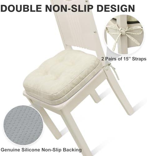 Shinnwa Kitchen Chair Cushions Set of 6, Dual-Layer Memory Foam Dining Chair - Image 5