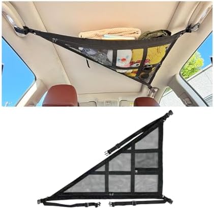 Car Ceiling Cargo Net Pocket, Double-Layer Mesh Strengthen Load Bearing Vehicle by Norkmdi