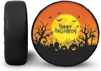Spare Tire Cover PU Leather, Halloween Night Scene Wheel Covers Waterproof - Image 2