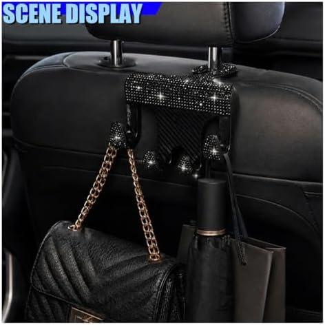 Craedli 2PCS Bling Rhinestone Car Seat Headrest Hooks, Shiny Crystal Auto - Image 6