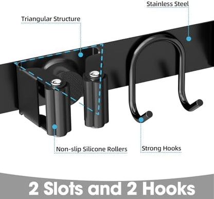 Broom Holder Wall Mount, Stainless Steel Mop and Broom Organizer, Broom Hanger - Image 5