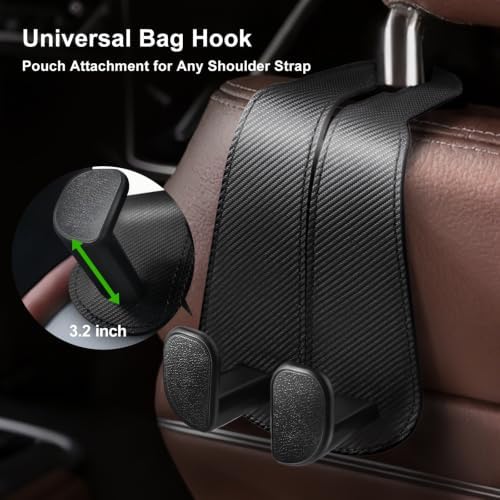 CoBak Extra Wide Car Seat Back Hooks, Premium Stitched Leather Headrest Hangers - Image 5