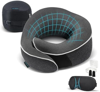 Proglobe Travel Pillow, 100% Memory Foam Airplane Neck Pillow, Dark Grey by ProGlobe