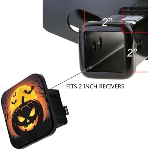 Swono Pumpkin Car Towing Hitch Covers Scary Halloween Pumpkin Moon Bats Square - Image 3