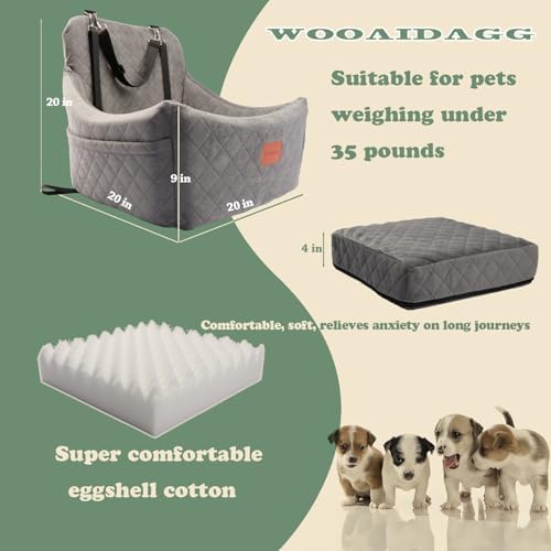 WOOAIDAGG Dog Car Seat for Medium Sized Dog, Pet Travel Car Bed - Image 2