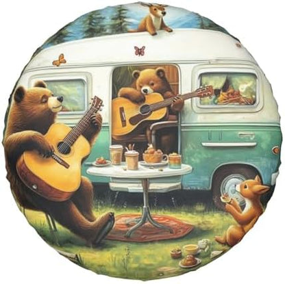 Forest Bear Playing Music Universal Spare Tire Cover, 17 Inch, Cute Waterproof by Unknown
