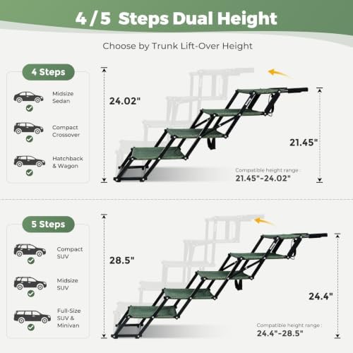 5‑Step Dog Stairs for Car Trunk, 18.5" Wide Foldable Lightweight Pet Stairs - Image 3