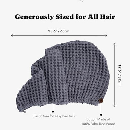 Luxury Organic Japanese Cotton Hair Drying Waffle Towel Wrap - Image 6