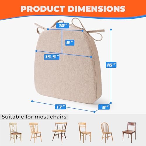 Sunsleek Chair Cushions for Dining Chairs D-Shaped Seat Cushions Chair Pads - Image 2