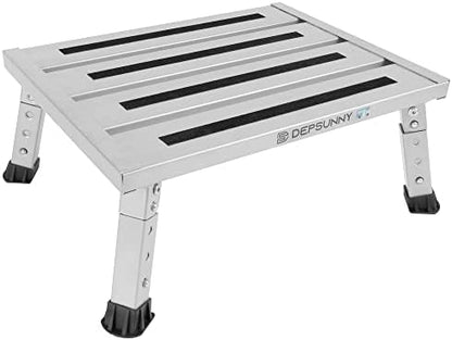 Adjustable RV Step Stool, Wide Platform, Foldable Legs by DEPSUNNY-Getyourlifeback