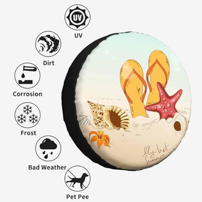 Summer Beach Spare Tire Cover Seashells Starfish and Flip Flops Wheel Covers - Image 4