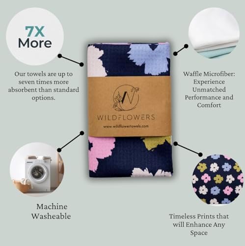 Flourish Wildflowers Microfiber Kitchen Towels | Waffle Fabric Tea Towel| Super - Image 3