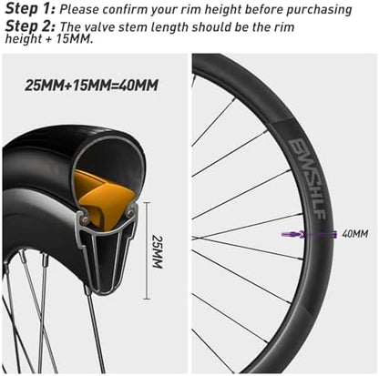 BWSHLF Tubeless Presta Valve Stem 40/44/55/60/65/80/100 mm, Super Light Alloy - Image 6