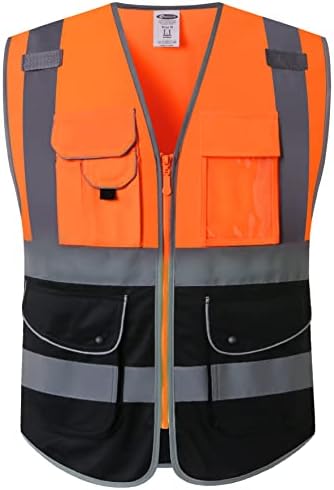 JKSafety Safety Vest for Men Women Reflective Hi Vis JK150 OBlack 3XL by JKSafety