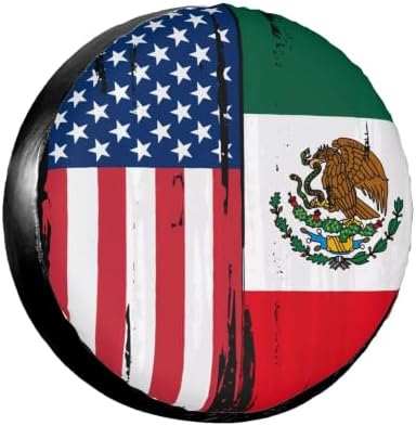 USA Mexico Flag Spare Tire Cover, Universal Waterproof & Dustproof Wheel by YSYZSDS