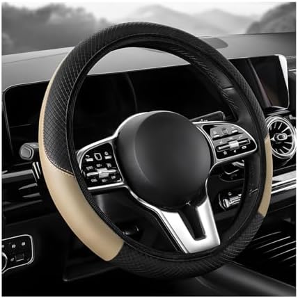 Car Steering Wheel Cover, 15 inch Carbon Fiber Microfiber Leather Elastic by Unknown