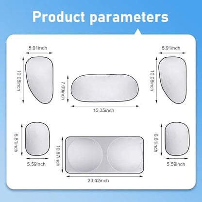 6 PCS Car Window Glass Sunshade Kit, Reflective Sun Blocking & Heat Insulation - Image 2
