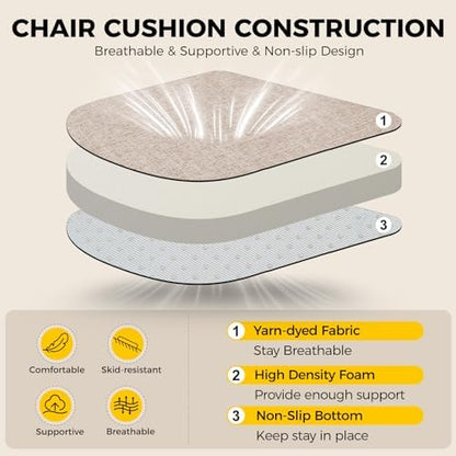 downluxe Indoor Chair Cushions for Dining Chairs, Kitchen Chair Pads - Image 3
