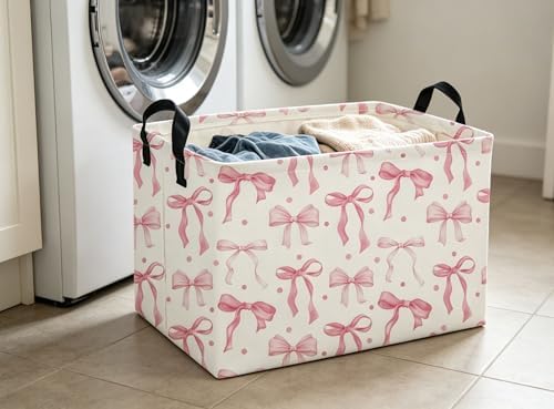 Rectangle Pink bownot Baskets Cute Storage Bin - Image 3
