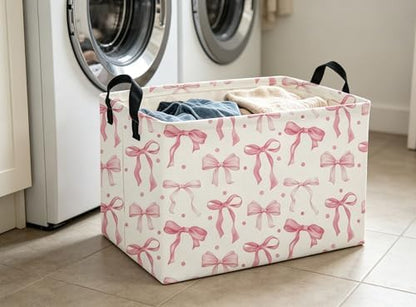Rectangle Pink bownot Baskets Cute Storage Bin - Image 3