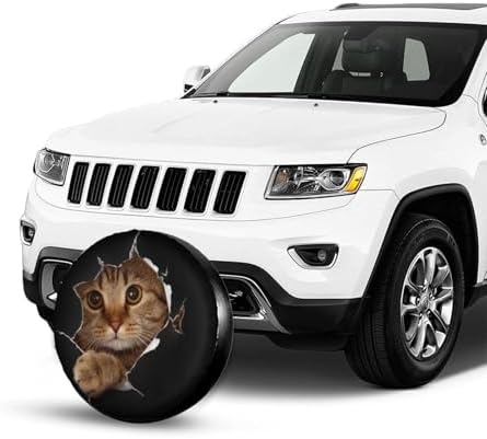 Spare Tire Covers for Trailers, Funny Cute Cat in Hole Wheel Protectors - Image 4