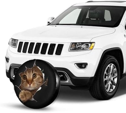 Spare Tire Covers for Trailers, Funny Cute Cat in Hole Wheel Protectors - Image 4