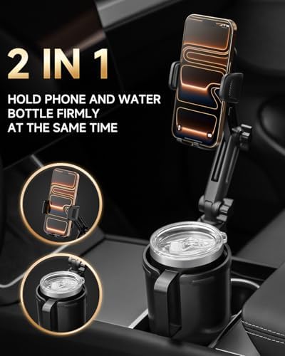 DYLEN Cup Holder Phone Holder for Car, 2 in 1 Cup Holder Phone Mount - Image 2