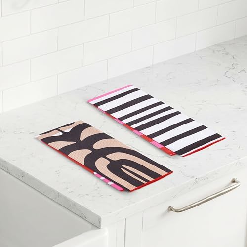 Ritz Waffle Microfiber Kitchen Towel 2pc Set – Maze and Rainbow – Abstract - Image 5