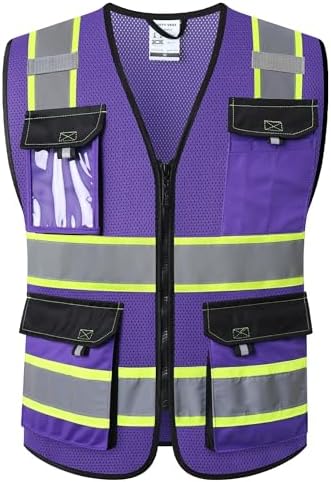 JKSafety Safety Vest for Men Women Hi Vis Reflective Vest JK220 PurpleB 2XL by JKSafety