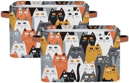 AUUXVA Storage Basket Cute Animal Cat Pattern Storage Cube Box Durable Canvas by AUUXVA