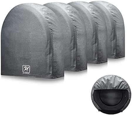 SYERAL Tire Covers Set of 4, Upgraded 5 Layer Nonwoven RV Wheel Covers by SYERAL