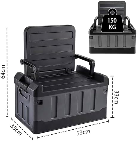 60L Foldable Seatable Camping Box Storage Bins - Image 3