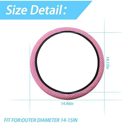 Moly Magnolia 15 Inch Steering Wheel Cover, Microfiber Ice Silk - Image 2