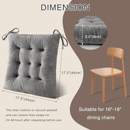 OVOV 2 Pack Chair Cushions for Dining Chairs 15.5"x15.5" Light Grey - Image 2