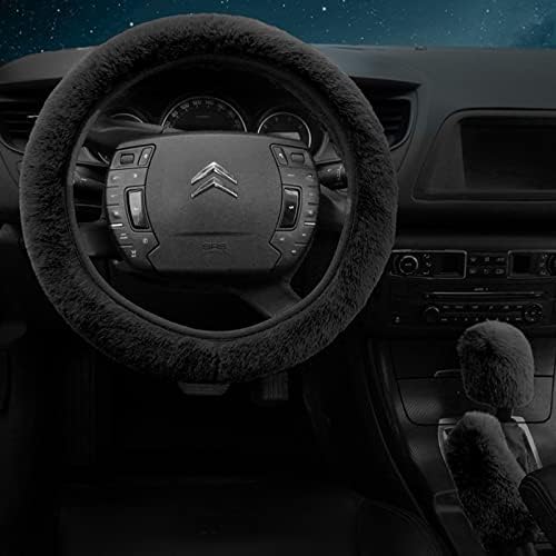 7PCS Set car Interior Aesthetic Accessories, Fluffy 15 inch Steering Wheel Cover - Image 3