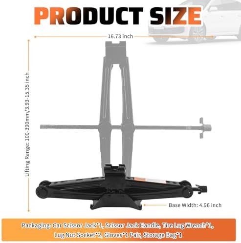 2 Ton Scissor Jack for Car Set Heavy Duty, Portable Car Jack Kit Includes - Image 2
