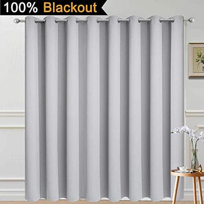Yakamok Light Grey Blackout Patio Door Curtain Panels W100 x L96, 1 Panel - Image 2