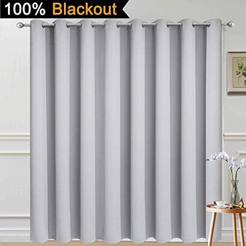 Yakamok Light Grey Blackout Patio Door Curtain Panels W100 x L84, 1 Panel - Image 2