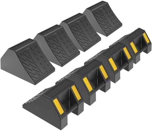 Heavy Duty Rubber Wheel Chocks 8 Packs, Premium Wheel Stopper by OranclUS