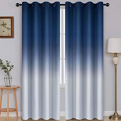 SimpleHome Blue to Grey White Ombre Room Darkening Curtains 96 Inch by SimpleHome