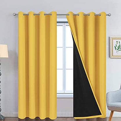 Yakamok Mustard Yellow Blackout Curtains Panels 84 Inches Long by Yakamok