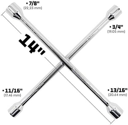 Powerbuilt 14-Inch Universal Lug Wrench, Fits SAE and Metric Lug Nuts, Roadside - Image 2