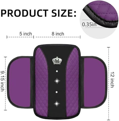 NBTEPEM 6 PCS Bling Purple Car Accessories Set, Leather Purple Steering Wheel - Image 5