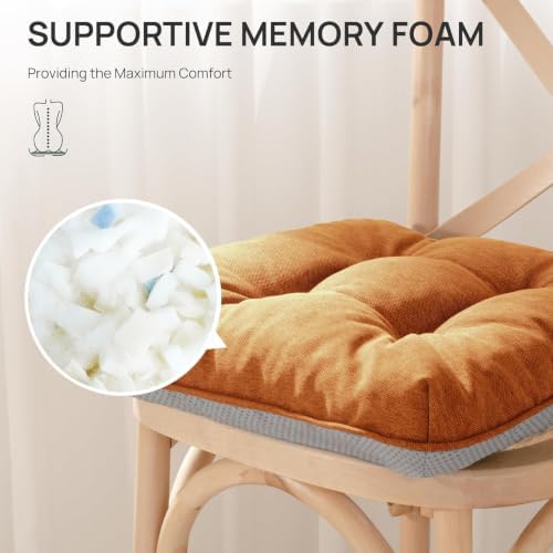 Love's cabin Memory Foam Chair Cushions Set of 4, 15.5 Inch, Terracotta - Image 3