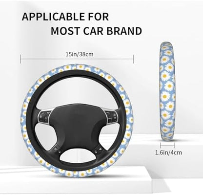 Daisy Flower Steering Wheel Cover Anti-Slip and Practical 14.5-15 Inch - Image 2