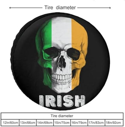 Skull Irish Flag Tire Covers, Dust-Proof Weatherproof Wheel Covers Wheel Tire - Image 3