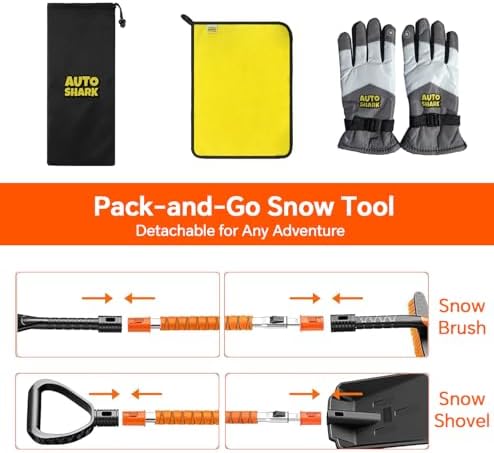 7 in 1 Snow Shovel & Snow Brush Kit, 47.2" Ice Scrapers & Snow Shovel Kit - Image 2